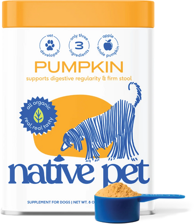 Native Pet Pumpkin supplement tin for dogs